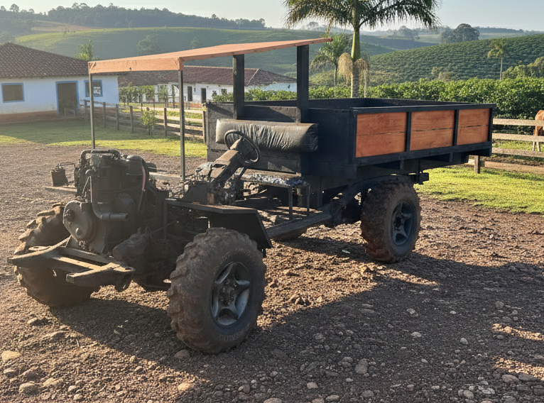 Carreta agrícola traçada e reduzida 4x4 1 pistão